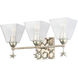Star 3 Light 22 inch Silver leaf Bath Light Wall Light in Silver Leaf with Antique